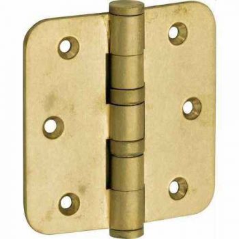 Kogellager scharnier Ronde hoek 76x76mm messing antiek vlak