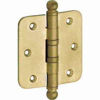 Kogellager scharnier Ronde hoek 76x76mm messing antiek bol