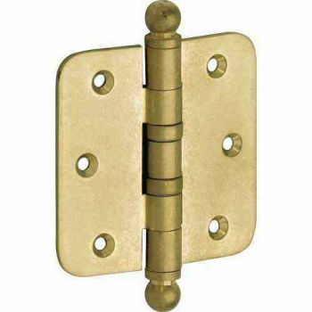 Kogellager scharnier Ronde hoek 89x89mm messing antiek bol