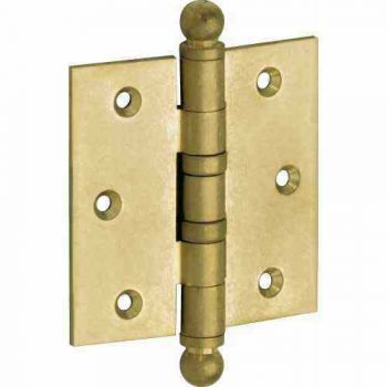 Kogellager scharnier Rechte hoek 76x76mm messing antiek bol