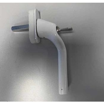 Tweede kans product: Veiligheids raamkruk, rechtwijzend wit met cilinderslot SKG**® 