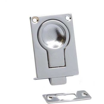 Raamknip inbouw met verende schoot, rvs 57x40mm